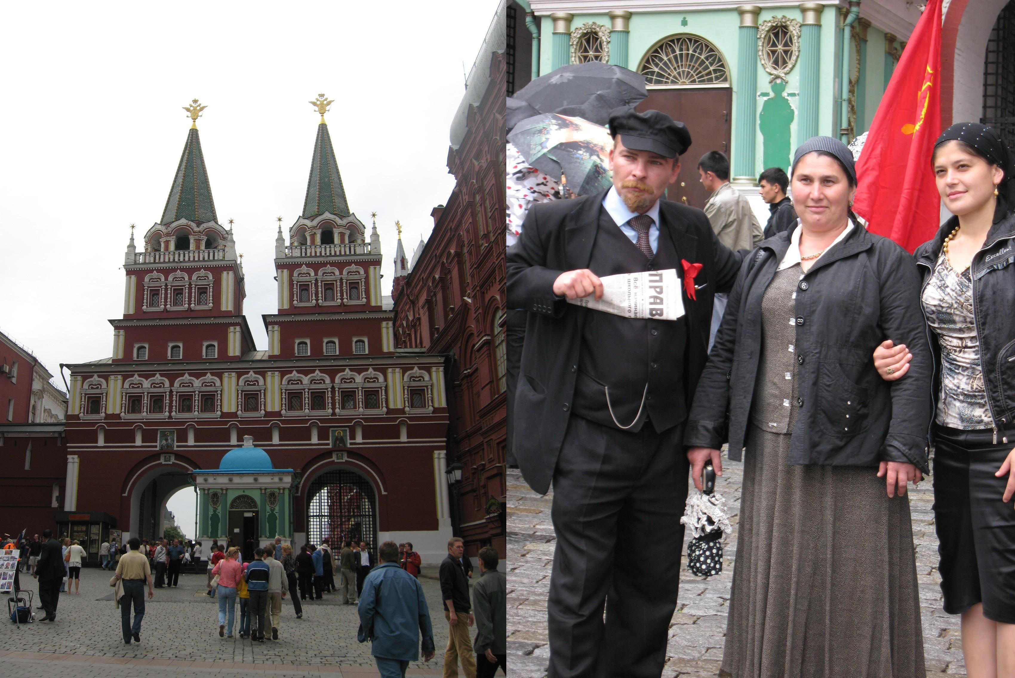 Entrada a la Plaza Roja y "Lenin" posando con unas compatriotas